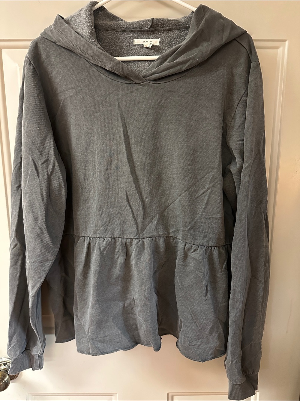 Maurices Gray Hooded Peplum Sweatshirt